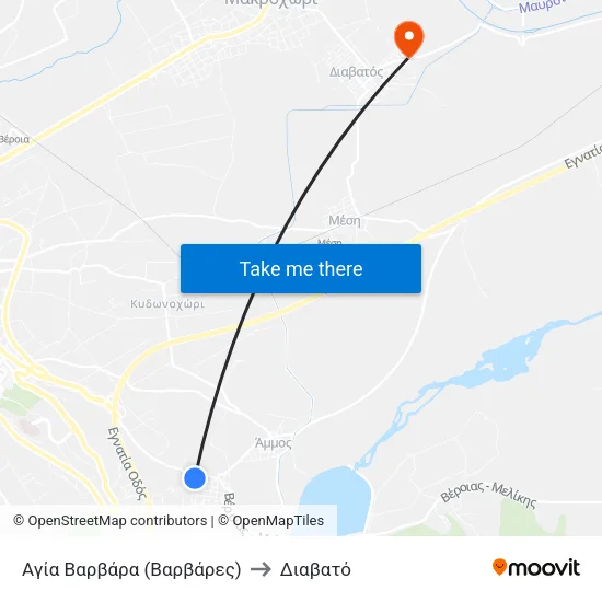 Αγία Βαρβάρα (Βαρβάρες) to Διαβατό map