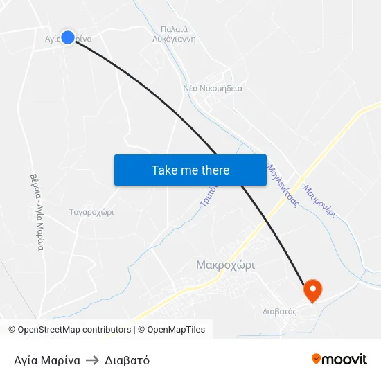 Αγία Μαρίνα to Διαβατό map
