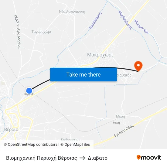 Βιομηχανική Περιοχή Βέροιας to Διαβατό map