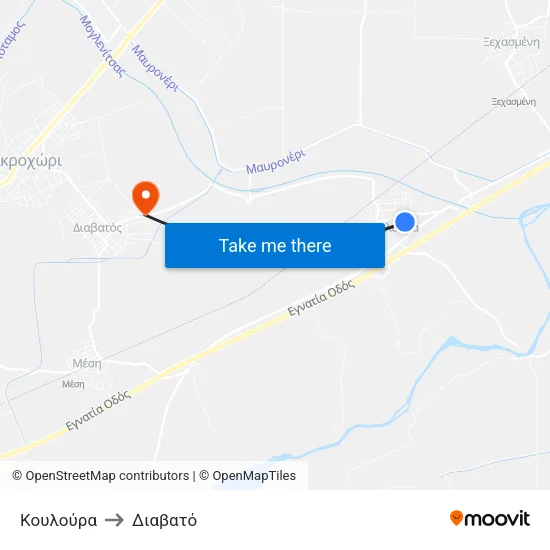 Κουλούρα to Διαβατό map