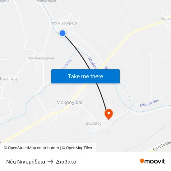 Νέα Νικομήδεια to Διαβατό map