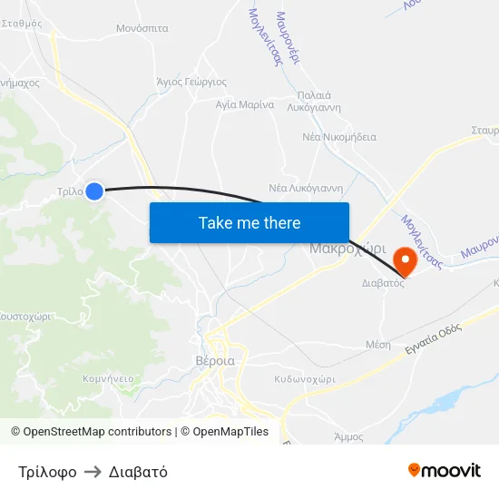 Τρίλοφο to Διαβατό map