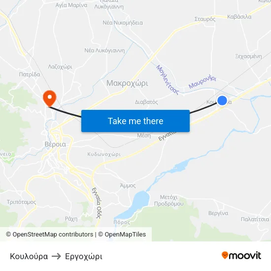 Κουλούρα to Εργοχώρι map