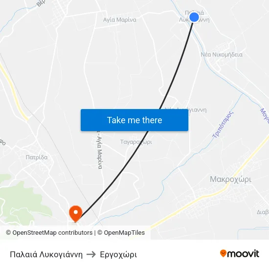 Παλαιά Λυκογιάννη to Εργοχώρι map