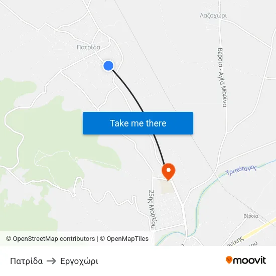 Πατρίδα to Εργοχώρι map