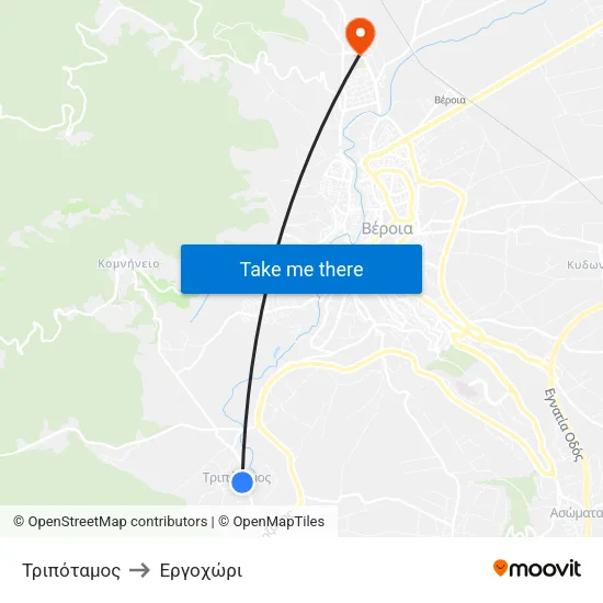 Τριπόταμος to Εργοχώρι map