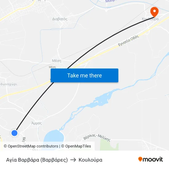 Αγία Βαρβάρα (Βαρβάρες) to Κουλούρα map