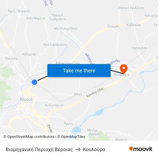 Βιομηχανική Περιοχή Βέροιας to Κουλούρα map