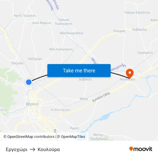 Εργοχώρι to Κουλούρα map