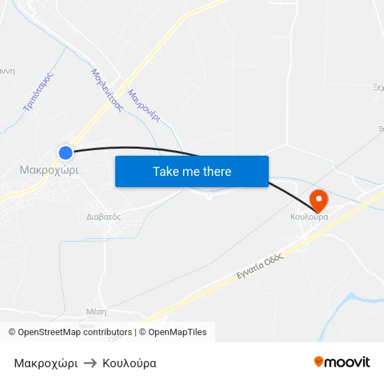 Μακροχώρι to Κουλούρα map