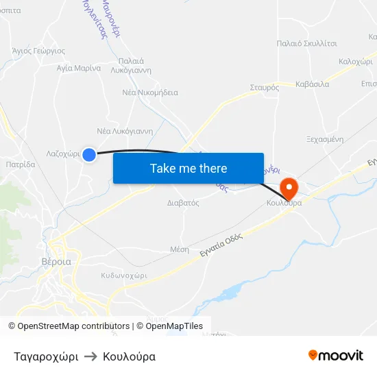 Ταγαροχώρι to Κουλούρα map