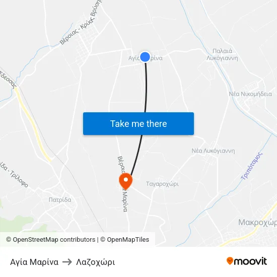 Αγία Μαρίνα to Λαζοχώρι map