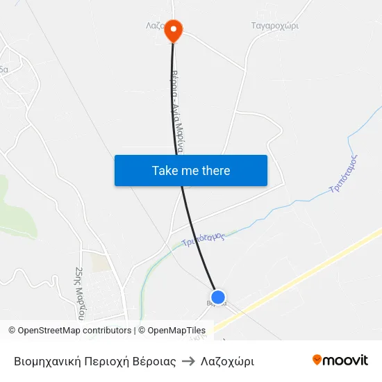 Βιομηχανική Περιοχή Βέροιας to Λαζοχώρι map