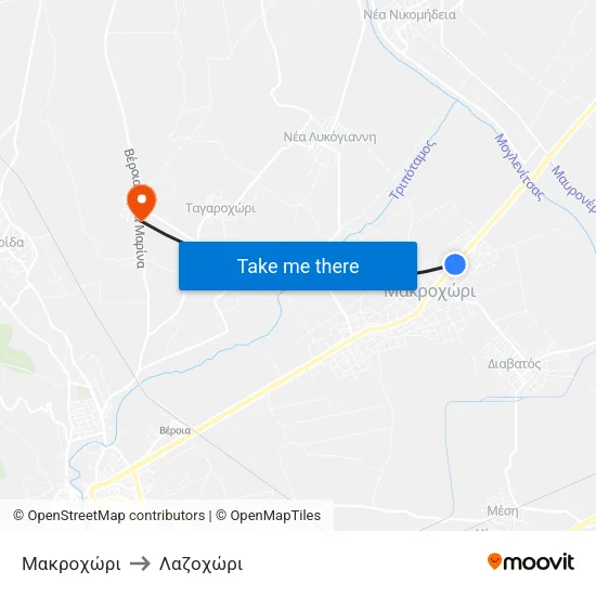 Μακροχώρι to Λαζοχώρι map