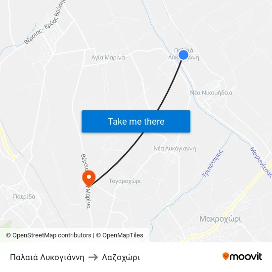 Παλαιά Λυκογιάννη to Λαζοχώρι map