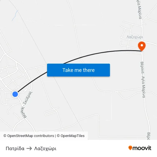 Πατρίδα to Λαζοχώρι map