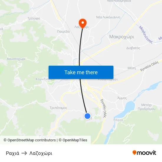 Ραχιά to Λαζοχώρι map
