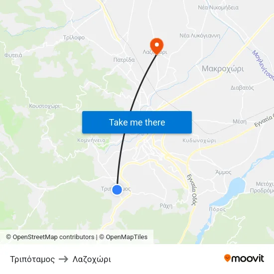 Τριπόταμος to Λαζοχώρι map