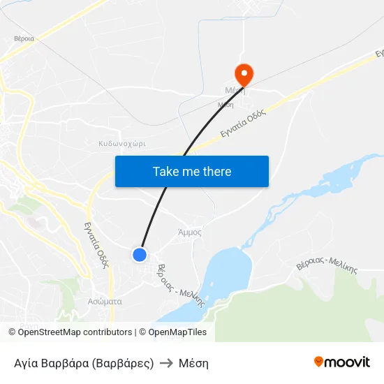 Αγία Βαρβάρα (Βαρβάρες) to Μέση map