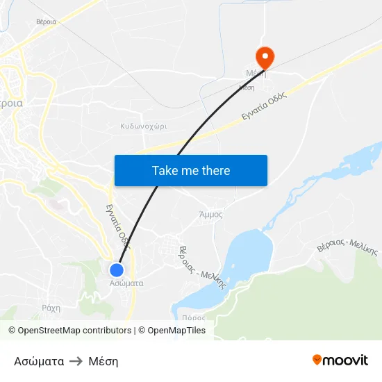 Ασώματα to Μέση map