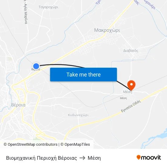 Βιομηχανική Περιοχή Βέροιας to Μέση map