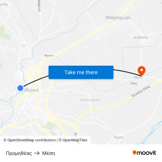 Προμηθέας to Μέση map