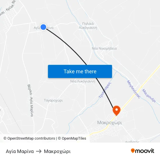 Αγία Μαρίνα to Μακροχώρι map