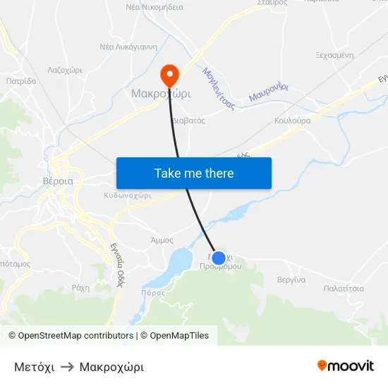 Μετόχι to Μακροχώρι map