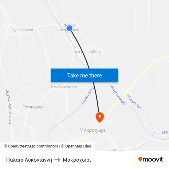 Παλαιά Λυκογιάννη to Μακροχώρι map