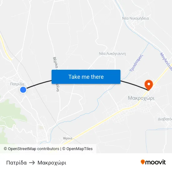 Πατρίδα to Μακροχώρι map