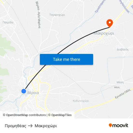 Προμηθέας to Μακροχώρι map