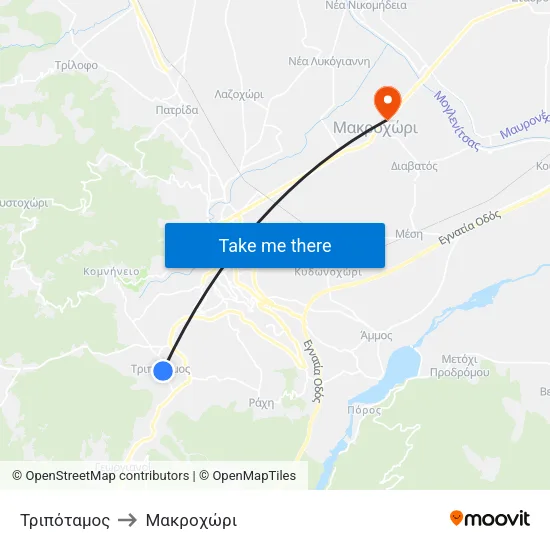Τριπόταμος to Μακροχώρι map