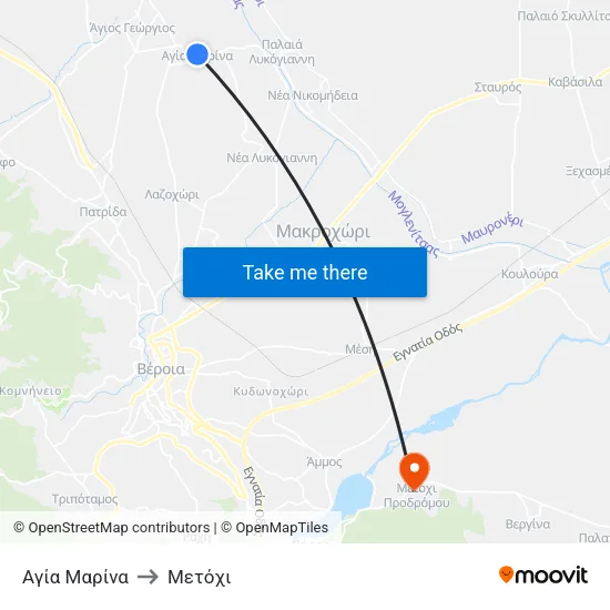 Αγία Μαρίνα to Μετόχι map