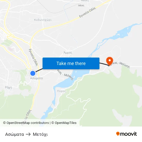 Ασώματα to Μετόχι map