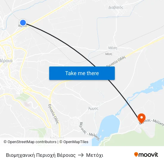 Βιομηχανική Περιοχή Βέροιας to Μετόχι map