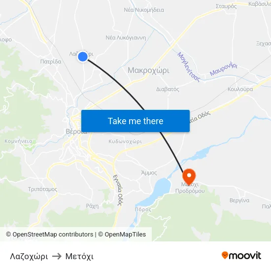 Λαζοχώρι to Μετόχι map