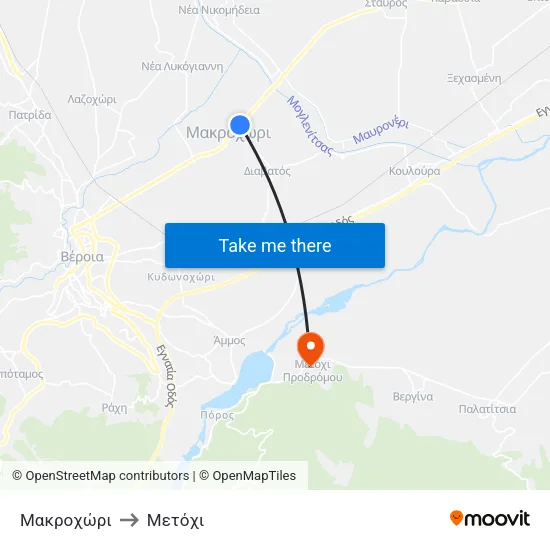 Μακροχώρι to Μετόχι map
