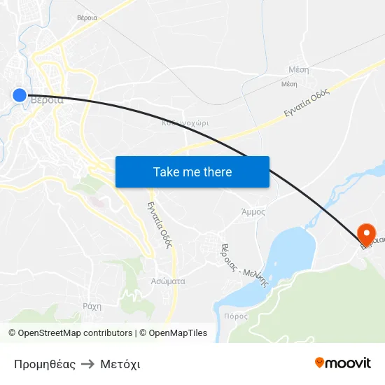 Προμηθέας to Μετόχι map