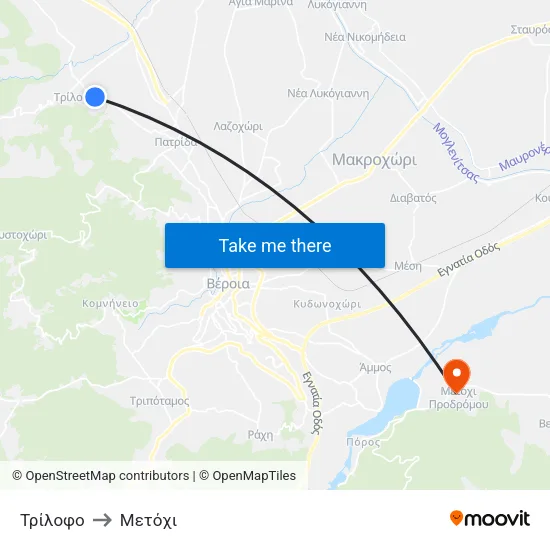 Τρίλοφο to Μετόχι map