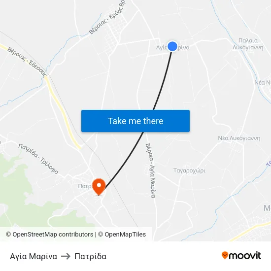 Αγία Μαρίνα to Πατρίδα map
