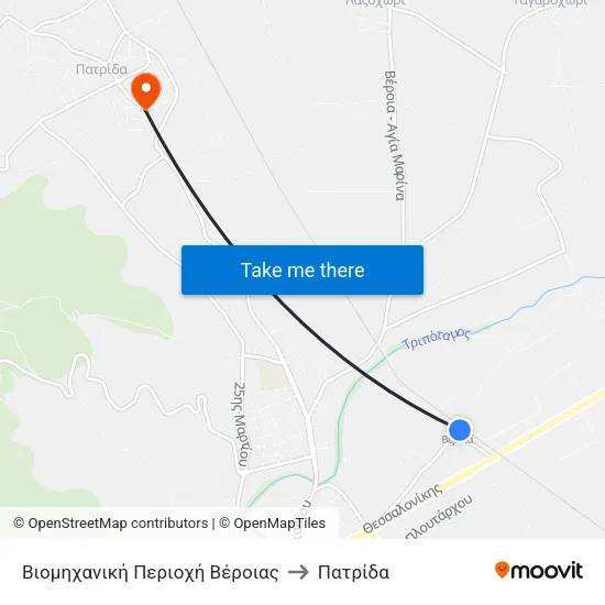 Βιομηχανική Περιοχή Βέροιας to Πατρίδα map
