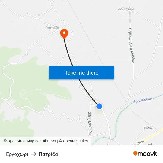 Εργοχώρι to Πατρίδα map