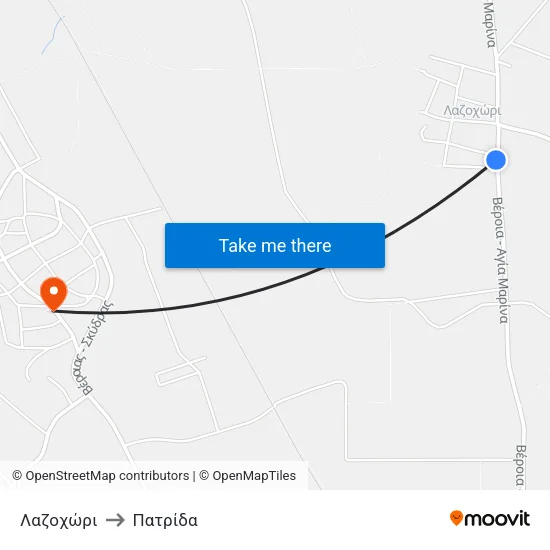 Λαζοχώρι to Πατρίδα map
