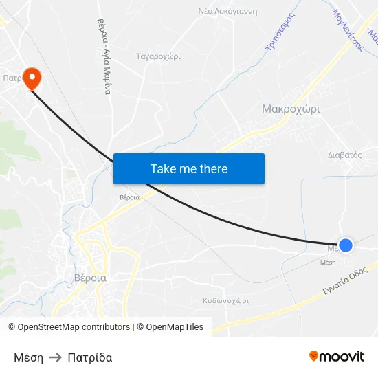 Μέση to Πατρίδα map