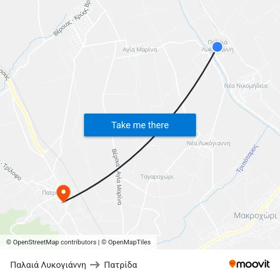 Παλαιά Λυκογιάννη to Πατρίδα map