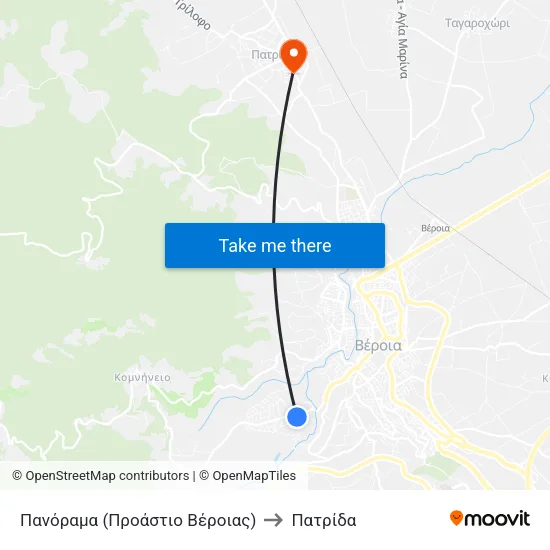 Πανόραμα (Προάστιο Βέροιας) to Πατρίδα map
