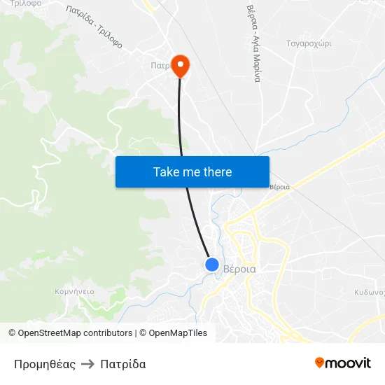 Προμηθέας to Πατρίδα map