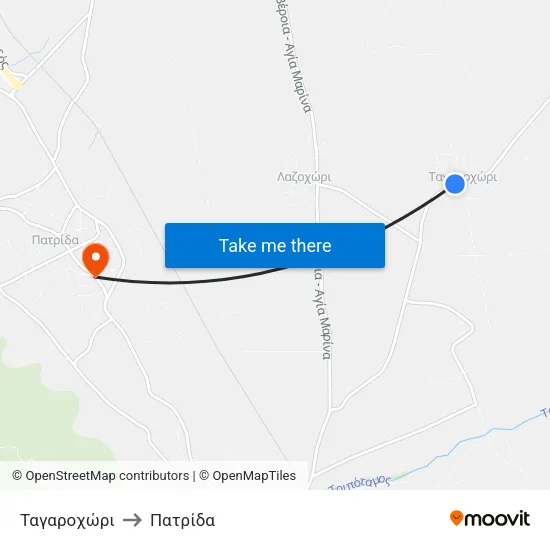 Ταγαροχώρι to Πατρίδα map
