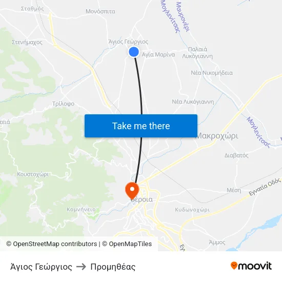 Άγιος Γεώργιος to Προμηθέας map