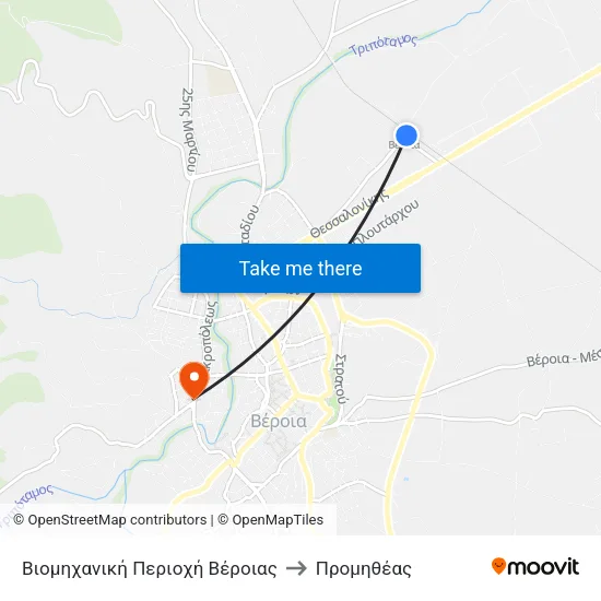 Βιομηχανική Περιοχή Βέροιας to Προμηθέας map